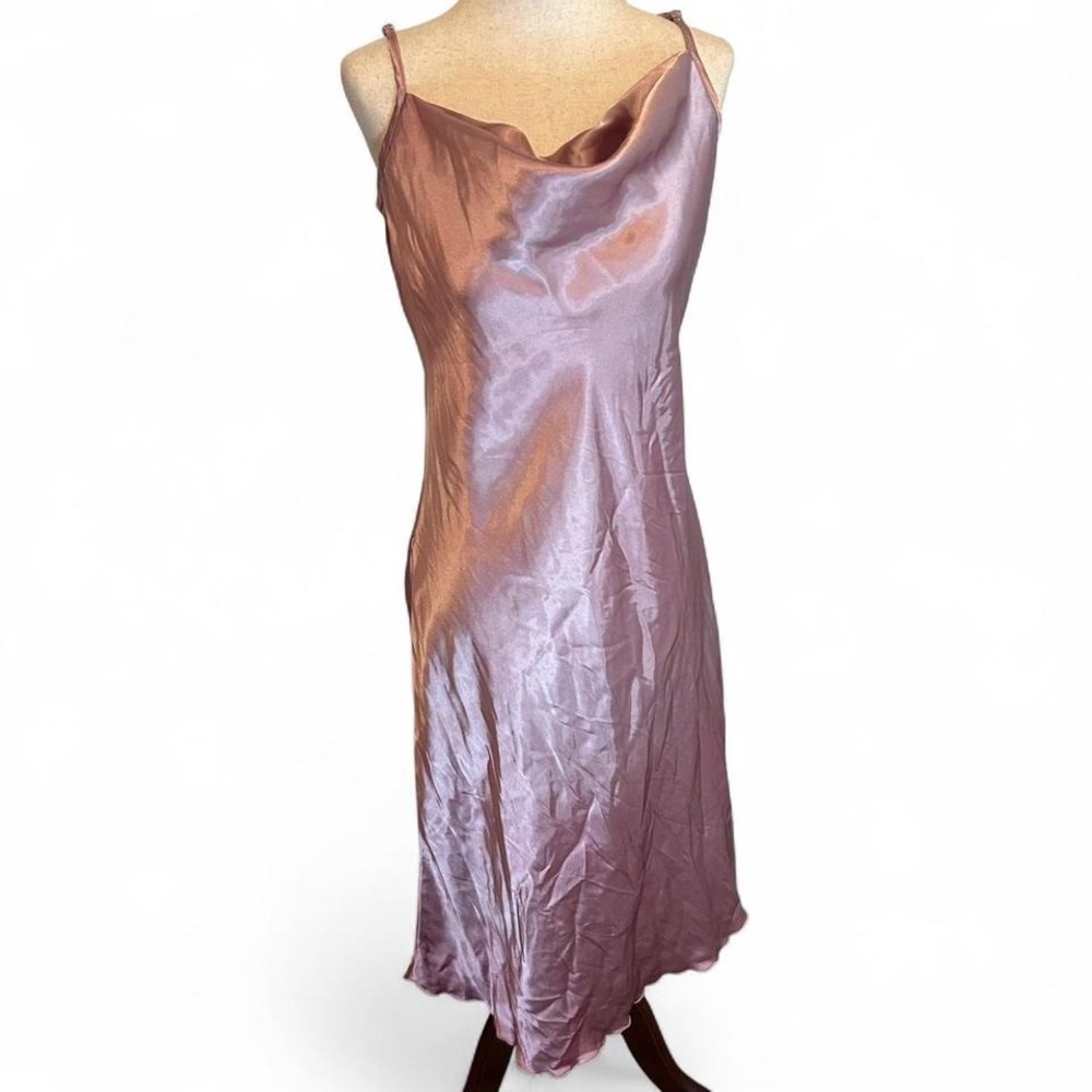 Bebe Women's Medium Pink Slip Dress Cowl Neckline Sleeveless Adjustable Straps